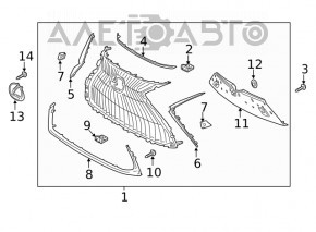 Lexus ES300h 22 radiator grille - for parking sensors and camera