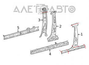 The central left body pillar of Toyota Camry v70 18-24 is sawn off, with a threshold