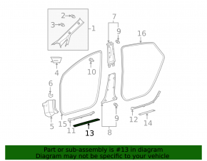 Front right outer door sill trim for Toyota Prius 2009 (04-09) black