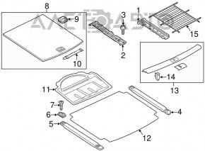 Trunk floor bracket right VW Touareg 11-17