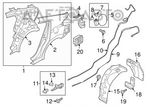 Hyundai Elantra AD 17-20 gas filler flap cable with lock