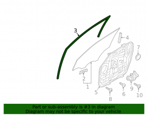 Front right glass seal Hyundai Tucson 16-21