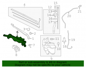 Toyota Prius 50 16-22 Windscreen Wiper Trapezoid with Motor