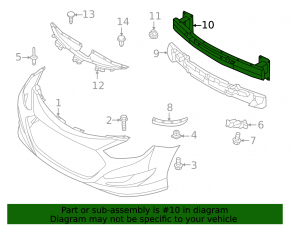 Front bumper reinforcement for Hyundai Sonata 11-15 hybrid