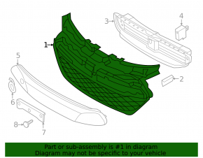 Hyundai Sonata 11-13 hybrid front bumper lower grille