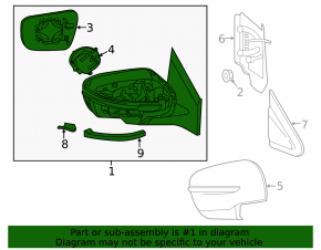 Left turn signal mirror for Nissan Murano z52 15-24