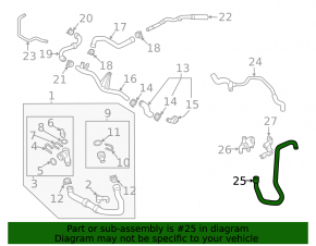 Lower cooling hose for VW Atlas 24-25 2.0T with temperature sensor and two quick releases