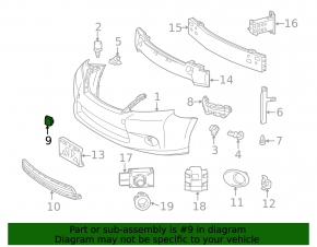 Front bumper tow hook plug left Lexus HS250h 10-12 broken fastener, dented