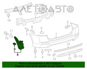 Rear bumper seal left Toyota Highlander 11-13