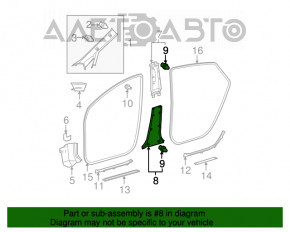 Toyota Prius 30 10-15 lower left center pillar trim, beige