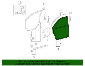 Door bare front left Toyota Highlander 08-13