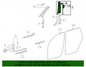 Center pillar trim, upper belt, right, Mercedes W167 GLE 350 450 20-26, black Alcantara, worn