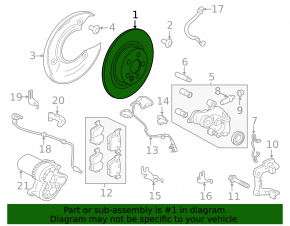 Rear left brake disc for Jaguar E-Pace 18-25 325mm