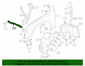 Audi A8 10-18 small front right fender bracket