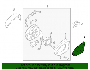 Right mirror element for VW Golf 15-21