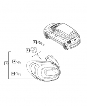 External wing lamp left Fiat 500L 14-17 pre-rest with frame