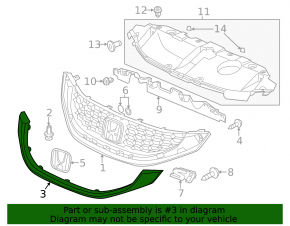 Honda Civic 11-15 2013-15 grille molding, without si