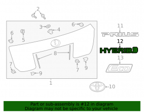 Emblem inscription "HYBRID" trunk door Toyota Prius 50 16-18