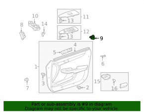 Front right window lift control Lexus ES300 ES330 auto