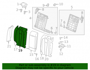 Right rear seat backrest for Audi A4 B9 17-19 with seat belt, black leather, dents