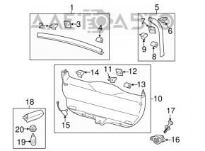Lower tailgate trim Porsche Panamera 14-16 black, under washer