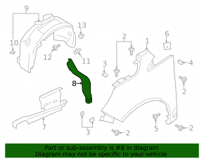 Left door-wing seal for Ford C-max MK2 13-18