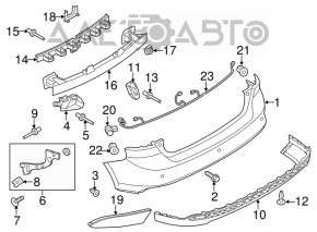 Rear bumper mount inner left Ford Focus mk3 15-18 rest 5d broken guide