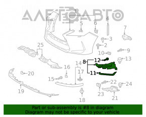 Right fog light plug Lexus RX350 RX450h 20-22 structure with chrome, sand