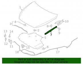 Hood shock absorber left Infiniti Q50 14-24