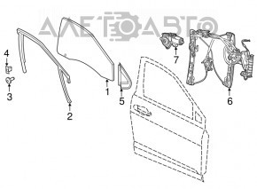 Front right door glass Dodge Dart 13-16