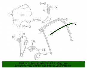 Upper rear right door molding for Audi Q3 83A 19-25 chrome