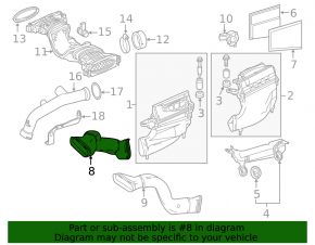 Air duct from the air intake right Mercedes W166 ML 12-16 3.0d