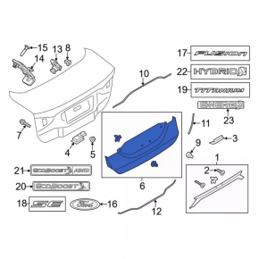 Ford Fusion mk5 13-16 trunk lid trim for number, broken guide