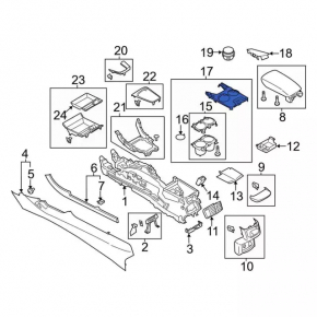 Center console trim with cup holders Ford Fusion mk5 13-16 type-2