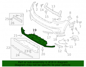 Land Rover Range Rover Velar 18-23 front bumper lip, black, scratched, cracked, broken mount