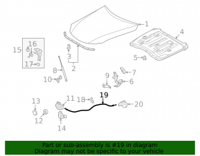 Lexus IS250 IS300 IS350 06-13 Hood Release Cable