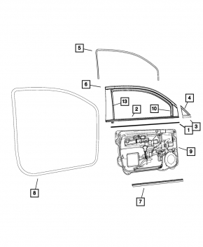 Door trim side front left front Fiat 500 12-19