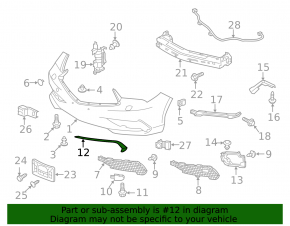 Left front bumper molding for Acura TLX 18-20