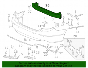 Honda Accord 18-22 rear bumper reinforcement