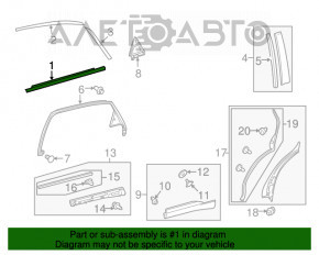 Molding door-glass central rear left Lexus RX350 RX450h 10-15 chrome, scuffs