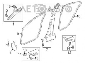 Front pillar trim upper left Acura ILX 13-18 beige
