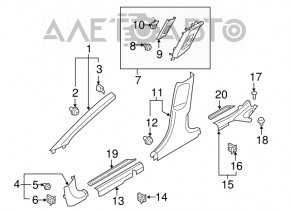 Front pillar trim lower left Hyundai Elantra AD 17-20 black