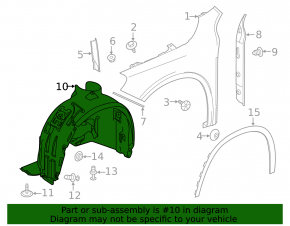 Front left fender liner for Mercedes GLA 15-17
