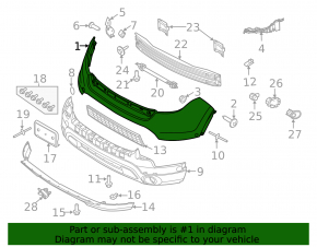 Front bumper upper part Ford Explorer 11-15 pre-rest under parking sensor