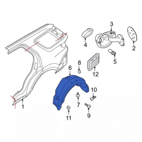 Rear left fender liner Ford Explorer 11-15 prerest