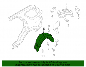 Rear left fender liner Ford Explorer 11-15 prerest