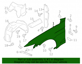 Front left wing Ford Mustang mk6 15-17 base