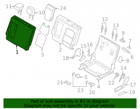 Lincoln Corsair 20-26 black leather 2nd row rear seat back trim left