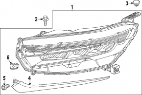 Front right headlight molding Honda CRV 23 - black gloss