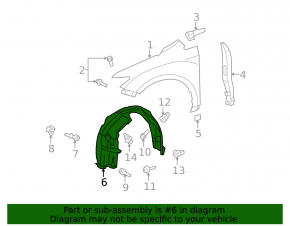 Front left fender liner for Toyota Venza 12-15